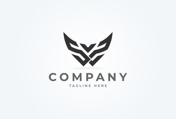 Initial SVS  logo. monogram logo design combination of letters S and V forming abstract bird. Flat Vector Logo Design Template. vector illustration