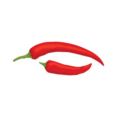 Vector illustration of red hot chili pepper realistic in flat cartoon stle. Red hot chili pepper lay on white background with shadow for labels and logo design. Single or group chili pepper.