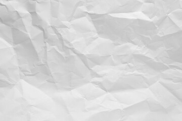 White crumpled paper texture background, clean white wrinkled paper, top view.
