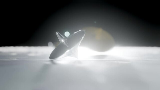 metallic spinning top spin and battle other spinning top as many camera work variation.
