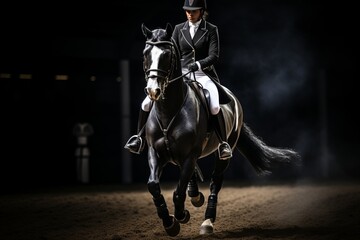 Horse And Rider Performing A Dressage, Generative AI