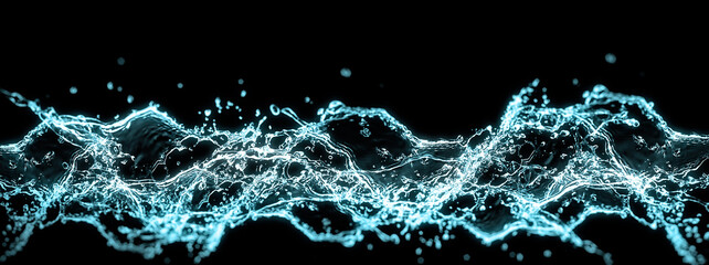 3d illustration of abstract blue splashes and waves