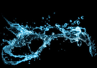 Obraz premium 3d illustration of abstract blue splashes and waves