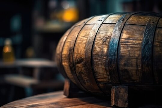 Rustic Beer Barrel in a Traditional Setting. International  beer day.