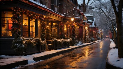 winter in the city buildings