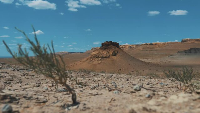This stock video shows sand canyons in the desert. This video will decorate your projects related to nature, weather, deserts, sands.
