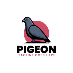 Vector Logo Illustration Pigeon Simple Mascot Style.