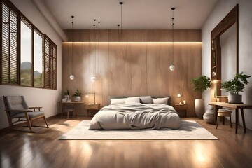 Simple family bedroom of people in Hampi 3d rendering 
