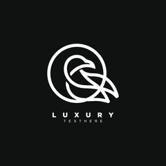 abstract geometric linear bird logo design badge for your brand or business