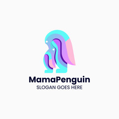 Vector Logo Illustration Penguin Gradient Colorful Style