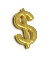  3D golden dollar symbol