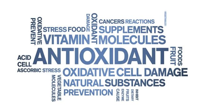 Antioxidant animated tag word cloud;text design animation kinetic typography seamless loop.