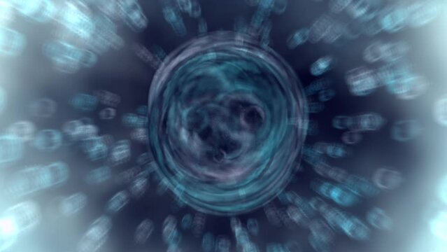 Atomic nucleus bubble simulation with animated background