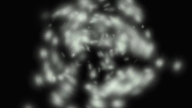Turbulent particles rotating and colliding in spherical formation.