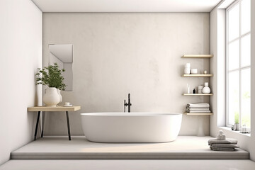 Fototapeta na wymiar modern bathroom with white wall