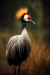 Obraz premium African Grey Crowned Crane. Majestic Portrait. Africa Wildlife Animal. Generative ai