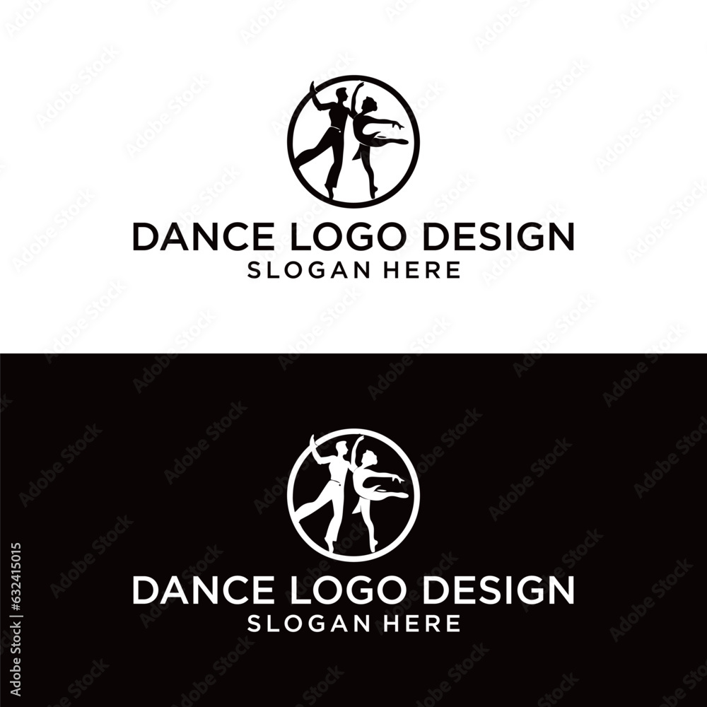 Wall mural couple dancing studio logo vector icon template on white background