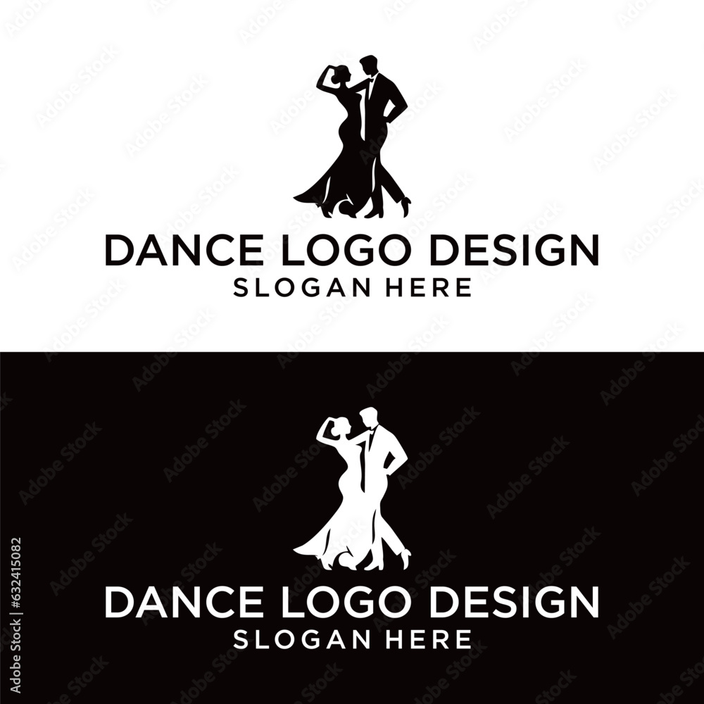 Wall mural Couple dancing studio logo vector icon template on white background