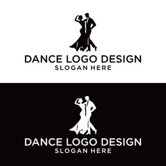 Couple dancing studio logo vector icon template on white background