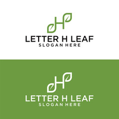H leaf Green Letter Logo Template In Modern Creative Minimal Style Vector Design