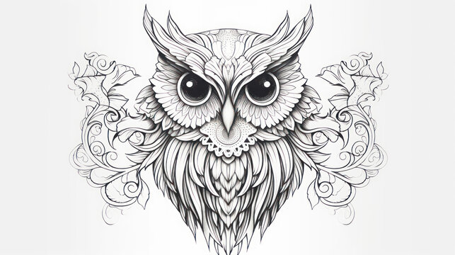 Owl Black And White Drawings