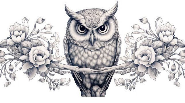 Owl Black And White Drawings