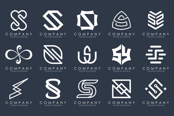 Abstract collection with letters S logo design. creative design logotype S with white color.