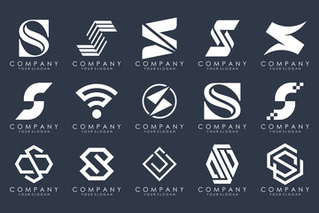 Abstract collection with letters S logo design. creative design logotype S with white color.