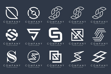 Abstract collection with letters S logo design. creative design logotype S with white color.