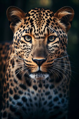 African Leopard in the Savannah. Majestic Portrait. Africa Wildlife Animal. Generative ai