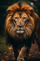 Fototapeta premium African Lion in the Jungle. Majestic Portrait. Africa Wildlife Animal. Generative ai