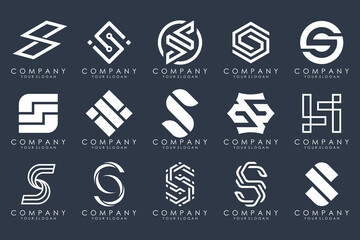Abstract collection with letters S logo design. creative design logotype S with white color.