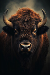 American Bison (Buffalo) in its Natural Habitat. Majestic Portrait. American Wildlife Animal. Generative ai