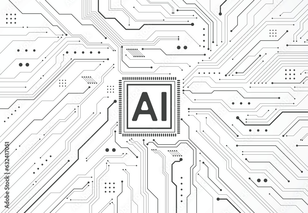 Poster artificial intelligence chipset on circuit board in futuristic concept technology artwork for web, b