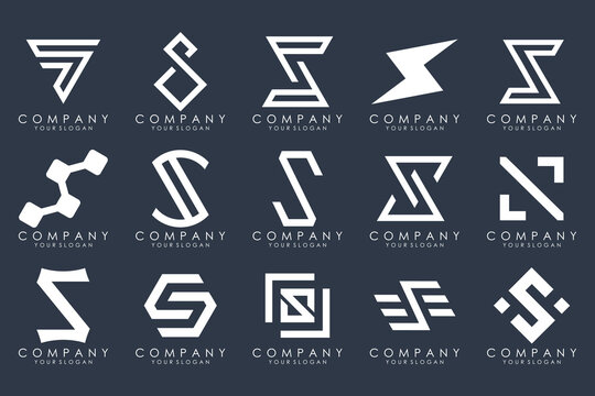 Abstract collection with letters S logo design. creative design logotype S with white color.