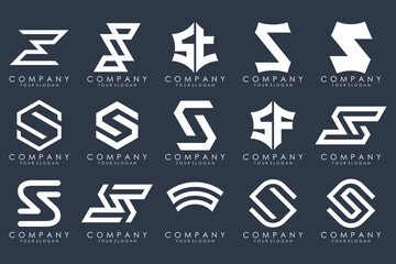 Abstract collection with letters S logo design. creative design logotype S with white color.
