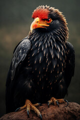 Fototapeta premium Bateleur Eagle in the Savannah. Majestic Portrait. Africa Wildlife Animal. Generative ai