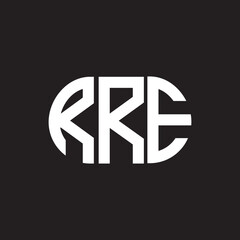 Obraz premium RRE letter technology logo design on black background. RRE creative initials letter IT logo concept. RRE setting shape design 