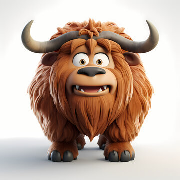 bull with a horns 3d rendered