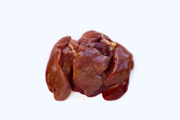 Chicken liver on white background.
