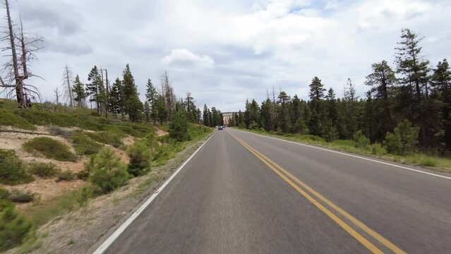 Hyperlapse Driving of Bryce Canyon Scenic Drive Northbound 01 Rear View Fast Utah Southwest USA