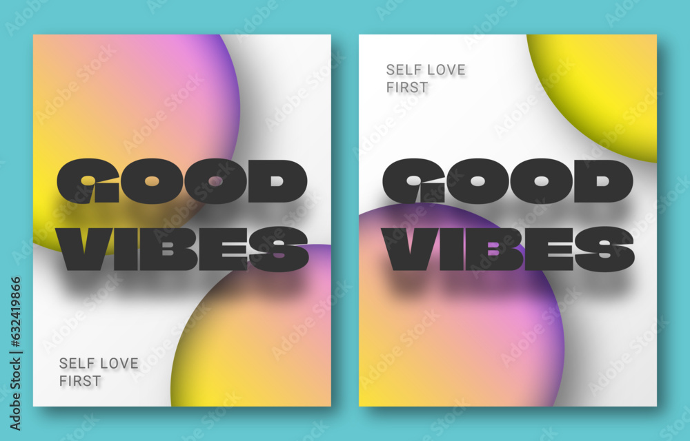 Aufkleber modern abstract bubble shape background gradient cover or poster template good vibes dummy text