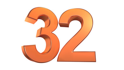 Orange glossy 3d number 32