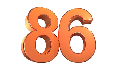 Orange glossy 3d number 86