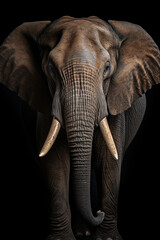 Male Indian Elephant in Moody Style. Majestic Portrait. Wildlife Animal. Generative ai