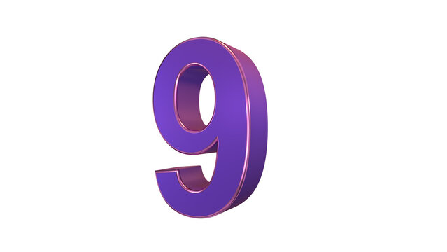 Purple glossy 3d number 9