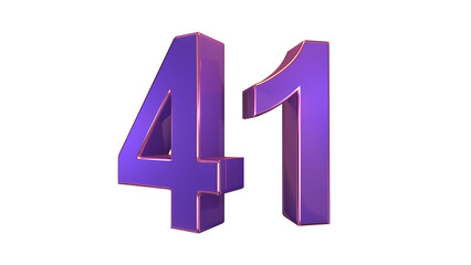 Obraz premium Purple glossy 3d number 41