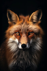 Fototapeta premium Red Fox in its Natural Habitat with Dramatic Lighting. Majestic Portrait. North America Wildlife Animal. Generative ai
