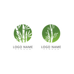Bamboo with green leaf logo ilustration vector template