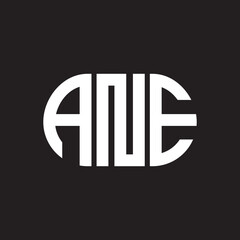 ANE letter technology logo design on black background. ANE creative initials letter IT logo concept. ANE setting shape design
